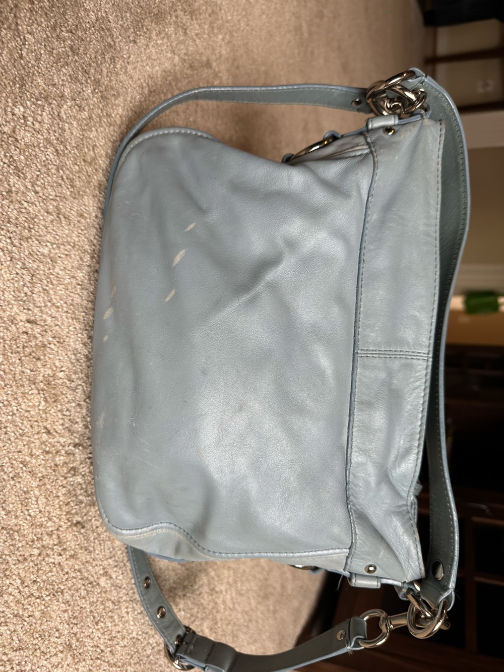 Coach Pebbled Leather Shoulder Bag in Pale Blue - Picture 3 of 10